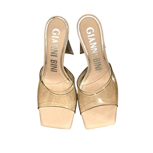 Gianni Bini Cream Caylor Clear Patent Square Toe Lucite Heels Size 9.5M NWOT - Picture 3 of 6